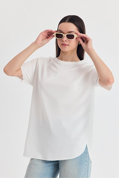 Rays Tricou supradimensionat, alb, cu textura moale, flexibilă, premium, tăia...