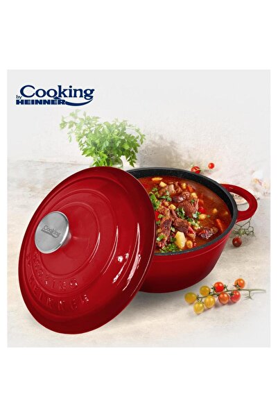 Heinner Heinner HR-KN-SM4 polohrnec, RED LINE, litina + poklice, 4L, 24 x 11,5 cm