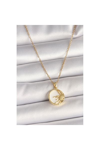 Skygo Gold Color 316L Steel Chain White Enamel Sunset Model Women's Necklace