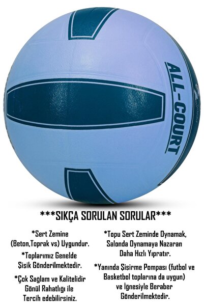 Telvesse All Court Volleyball Ball Set, Pump Inl Rubber Included, Seamless Unibody, No:5 Blue