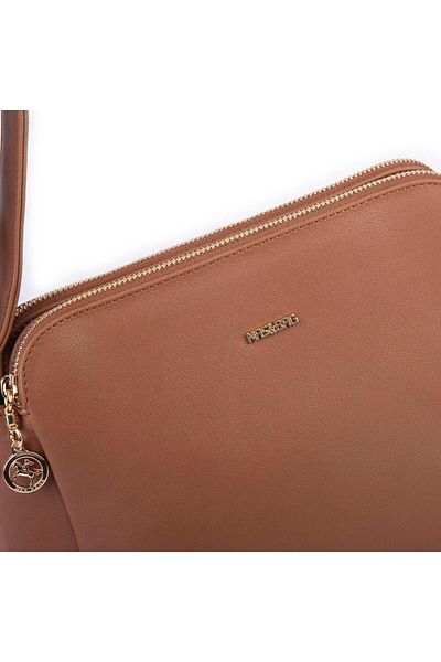 Nas Bag Dispozitiv de fixare din piele moale pentru femei, cu trei compartimente, bronz