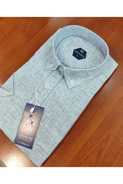 ADVANTE Güncüoglu 100% Cotton Short Sleeve Pocket Collar Buttoned Solid Color Classic Men's Shirt