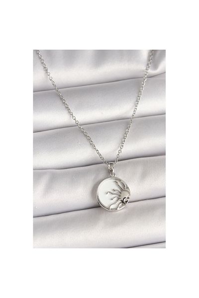 Skygo 316L Steel Silver Color Chain White Enamel Sunset Model Women's Necklace - Tj-Bko9999
