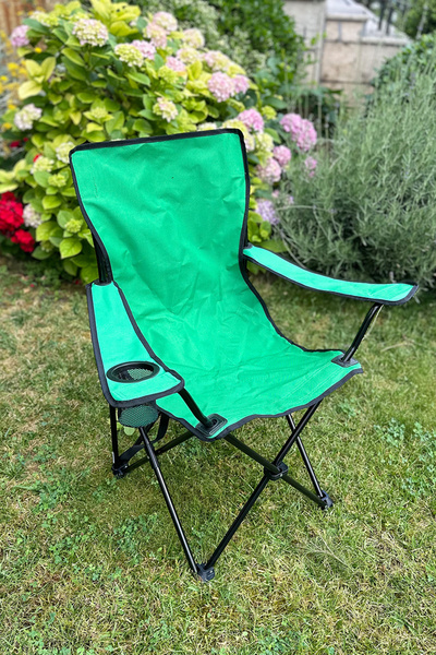 Prima Nova Kolçaklı Kamp Sandalyesi Yeşil Taşıma Askılı 120 Kg Taşıma Kapasitesi 2 Yıl Garanti