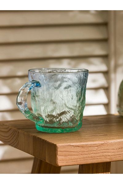 LC Waikiki Lcw Home Blue Patterned Glass Mug Set of 2 300 ml