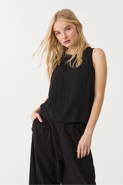Stradivarius Flowing linen blend racerback top