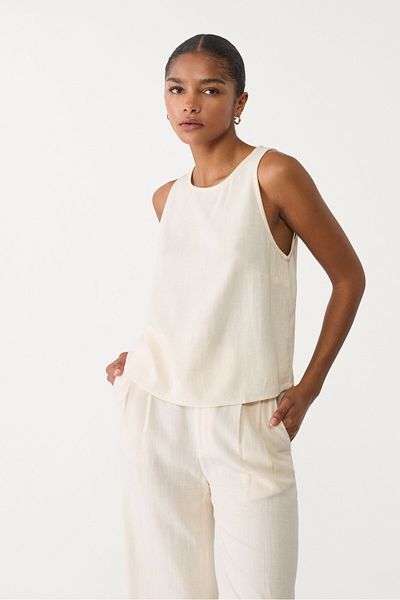 Stradivarius Flowing linen blend racerback top