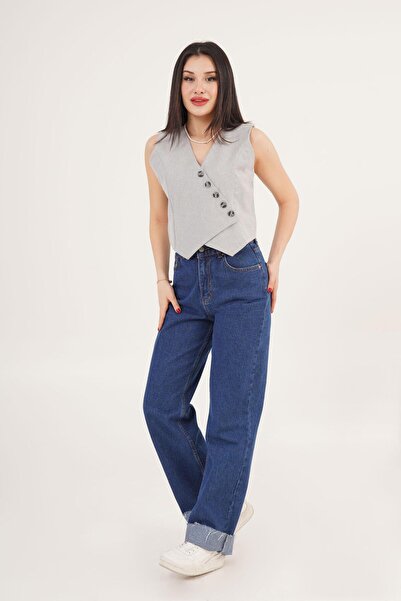 Hipo Trend V-подібний комір, трикутний крій, сірий жилет