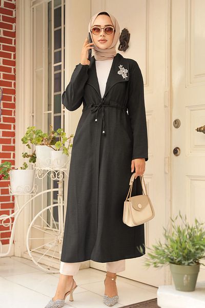 Neva Style Capac Hijab Negru 671S - Cu Buzunar