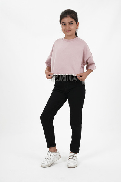 HayKids Tricou cu mânecă scurtă pentru fete, cu două fire, cu vârf de fustă, ...