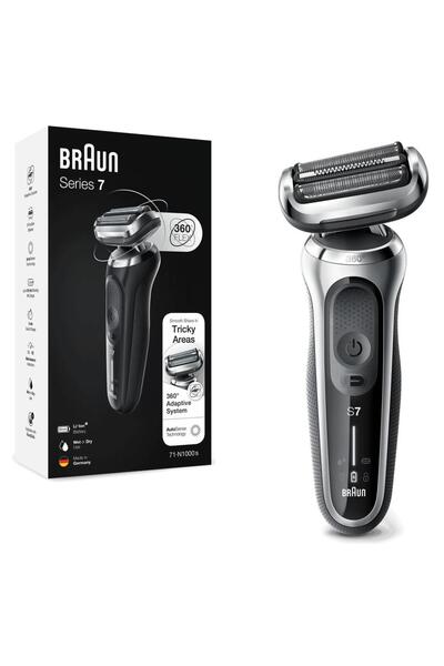 Braun Ηλεκτρική συσκευή Braun 71-S1000s, Υγρό & Στέγνωμα, Αυτονομία 50 λεπτών, Οθόνη LED, 3 φώτα, Σύστημα 360 μοιρών