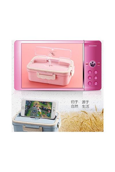 COOYA Wheat Straw Microwave Compatible Lunch Box With Cutlery,ABS,Pink,8.5x5.9x2.2cm(pink)