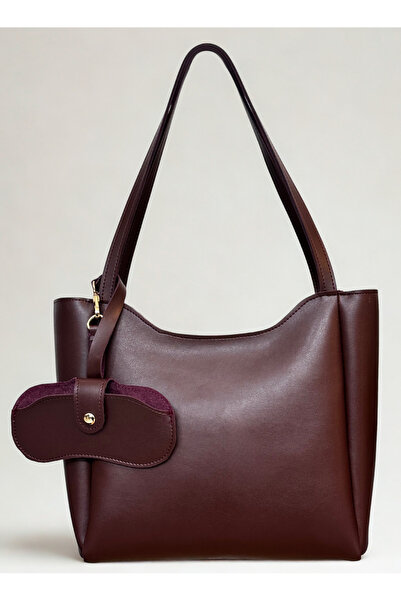 fular & bags Kadın Gözlük Kılıflı Fermuarlı Ve Çıtçıt Kapamalı Bordo Shopper ...