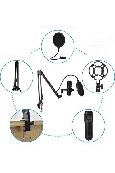 COOYA Professional Condenser Microphone With V8S Live Sound Card, BM-800 Recording Studio Package