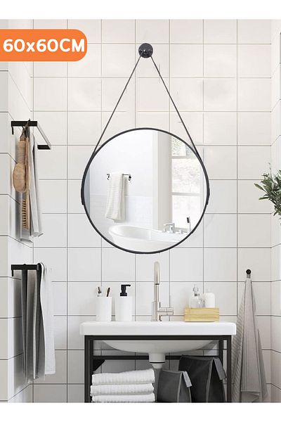 Taimi Pack of 2 Nordic Style Hanging Mirror, Circle, Modern Vanity Mirror, 60CM