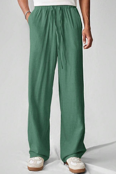 North London Men's Linen Blended Oversize Wide Leg Trousers