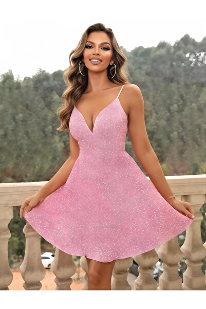 Genel Markalar Passione Simli Gece Kıyafeti Pembe FRP1022