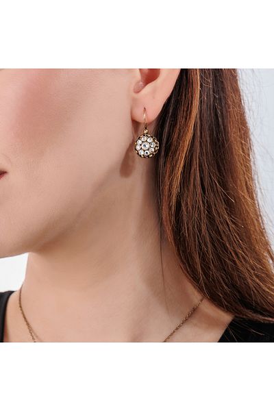 Atelier LEO Handmade Jewellery مجموعة مجوهرات أقراط وقلادة على شكل وردة من الفضة الإسترليني مصنوعة يدويًا من حجر الكريستال غير متلاشية مجموعة مجوهرات نسائية