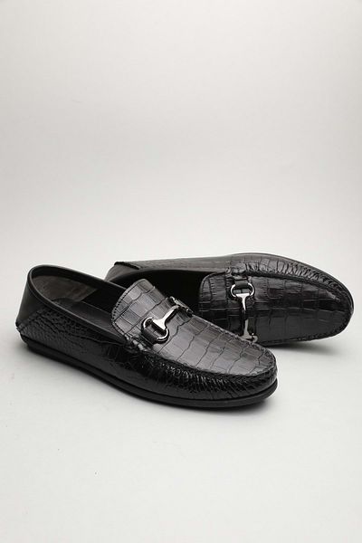 Gondol Loafer clasic pentru bărbați din piele naturală Black Croco 41 ttx.60151