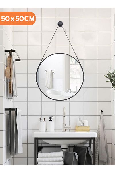 Taimi Pack of 2 Nordic Style Hanging Mirror, Circle, Modern Vanity Mirror, 50CM