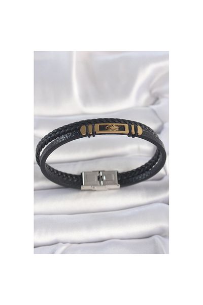 Skygo 316L Gold Color Spider Figured Double Row Burglar Design Men's Bracelet
