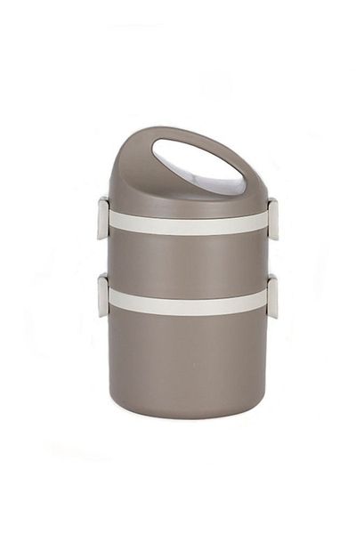 COOYA Insulated Lunch Box 304 Stainless Steel Double Layer Portable Insulated Lunch Box (Khaki)
