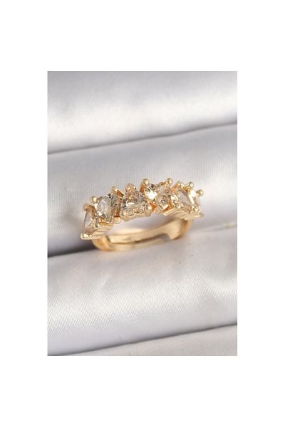 Skygo Silver Color Zircon Stone Heart Model Adjustable Women's Ring