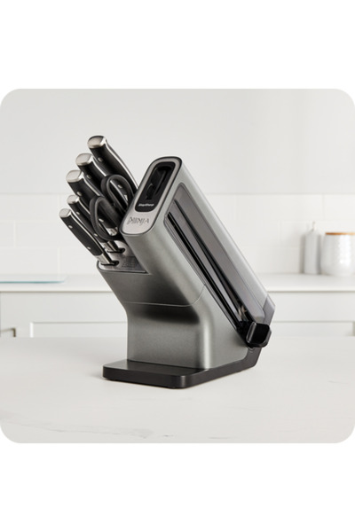NINJA Foodi StaySharp Knife Block K32006EU, 6pc knife set+sharpener, Forged steel, Stand,Black/steel