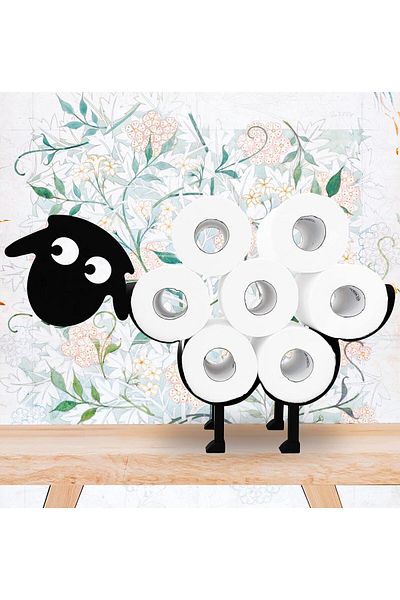 COOYA Cute Sheep Animal Paper Holder,,Bathroom Decor Free Storage,Can Hold 8 Extra Rolls