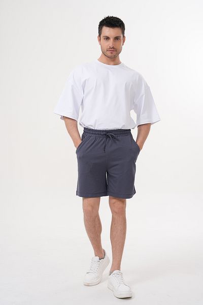 ACTIVE MODA - Men's Smoked over the Knee Shorts with Laces Large Size Oversize Cotton