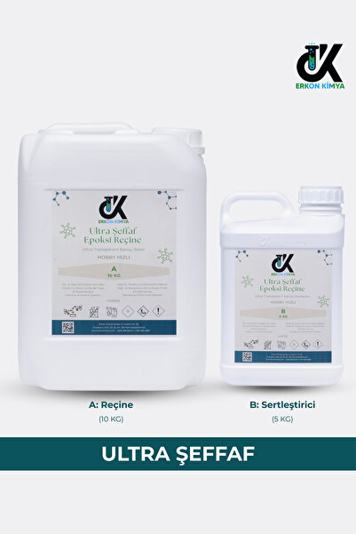 ERKON KİMYA ULTRA ŞEFFAF HIZLI Hobby Epoxy Epoksi Reçine İnce Döküm Fast 15kg