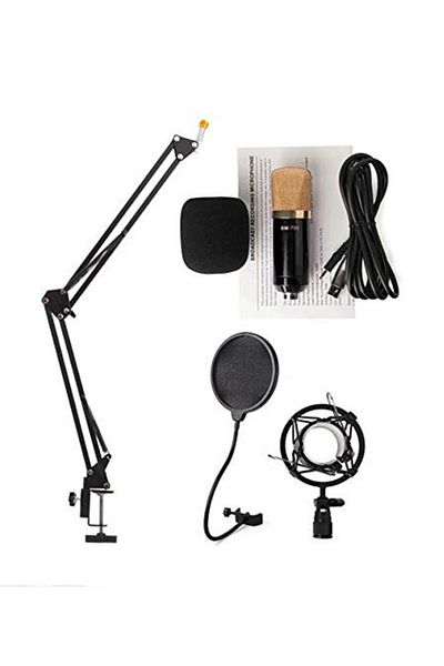 COOYA Professional Condenser Audio Streaming Ki, with Sound Card, Boom Arm, Shock Mount, BM700 Mic(Black)