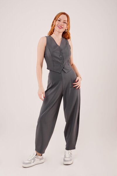 Genel Markalar Havuç Kesim Gri Pantolon