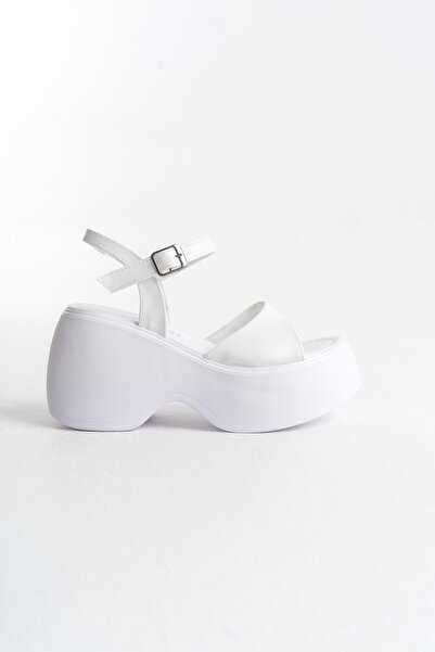 Redoxy Women's Special Design High Padded Sole Single Strap White Sandals Shoes Orthopedic Sole