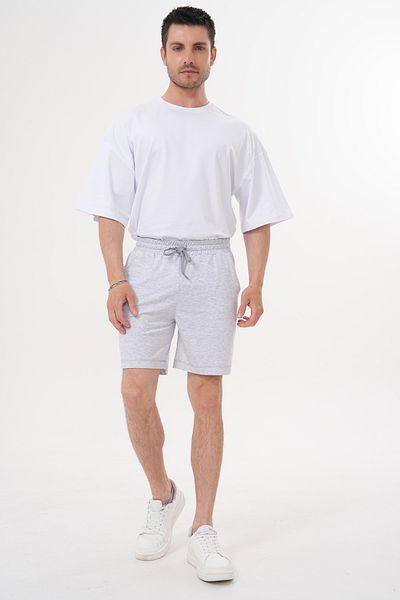 ACTIVE MODA - Men's Grey over the Knee Shorts with Laces Large Size Oversize Cotton