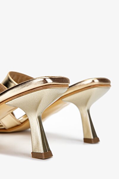 Valmenti Γυναικείες Vegan χρυσές παντόφλες με τακούνι