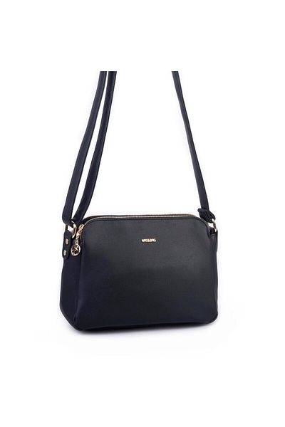 Nas Bag Geantă Crossbody din piele moale pentru femei, cu trei compartimente, Black Buffalo