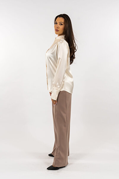 Gorgeaux Cream Blouse and Brown Pants Set Estera - 5XL(50)