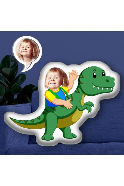 EJOYA Kişiye Özel Fotoğraflı Ben ve Dinazor Oyuncak Peluş Yastık 114980