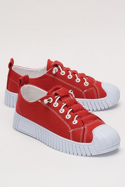 Liger Unisex Easy to Wear Rubber Laced Sports Linen Sneaker Shoes Red