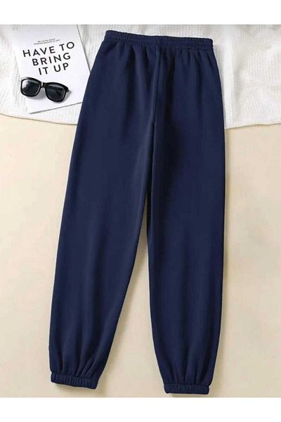 UYN SPORT Unisex Large Size Comfortable Fit Oversized Two Thread Navy Blue Sweatpants
