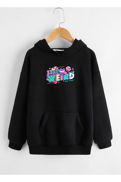 RPT MODA Oversized Stay Printed Detail Basic Sweatshirt with Hood