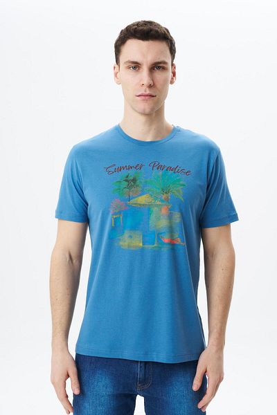 Arma Tricou pentru bărbați, albastru, cu croială normală, cu imprimeu, cu decolteu rotund, Y 29344453502