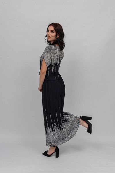 Gorgeaux Black Suit With White Print Mira - Xxl(44)