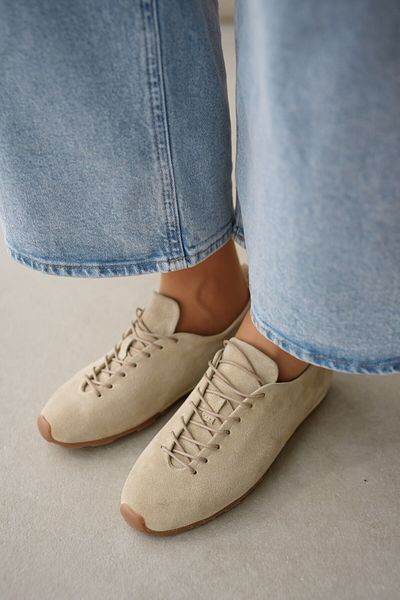 selinshoes Jesta Genuine Leather Sneaker- Beige Suede Women's Shoes with Goblet