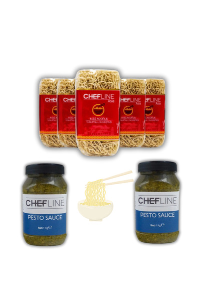 Chefline Asia Yumurtalı Çin Eriştesi Yumurtalı Noodle 350 Gr X 5 Adet CHEFLINE PESTO 2 ADET