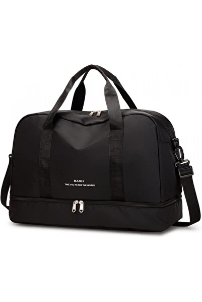delis Geantă Călătorie Unisex Neagră Impermeabilă Compartiment Pantofi Suport Troler 49x25x32 GT2219