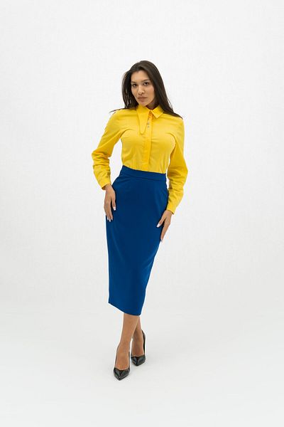 Gorgeaux Azra Yellow Shirt and Blue Skirt Set - S(36)