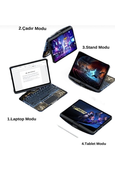 UMD APPLE İPAD 10. NESİL 10.9 İNÇ UYUMLU 360 DERECE DÖNEBİLEN TRANSPARAN TASARIM KLAVYELİ KILIF