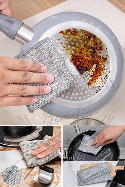 Kitchen Live Pratik Çok Amaçlı Paslanmaz Telli Bulaşık Bezi Kir Pas Sökücü Si...